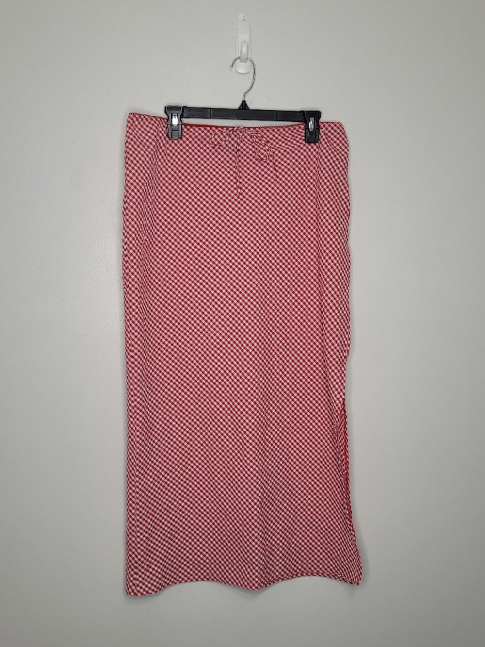 Wild Fable Red Gingham Side slit pull on retro vintage style vacation skirt L